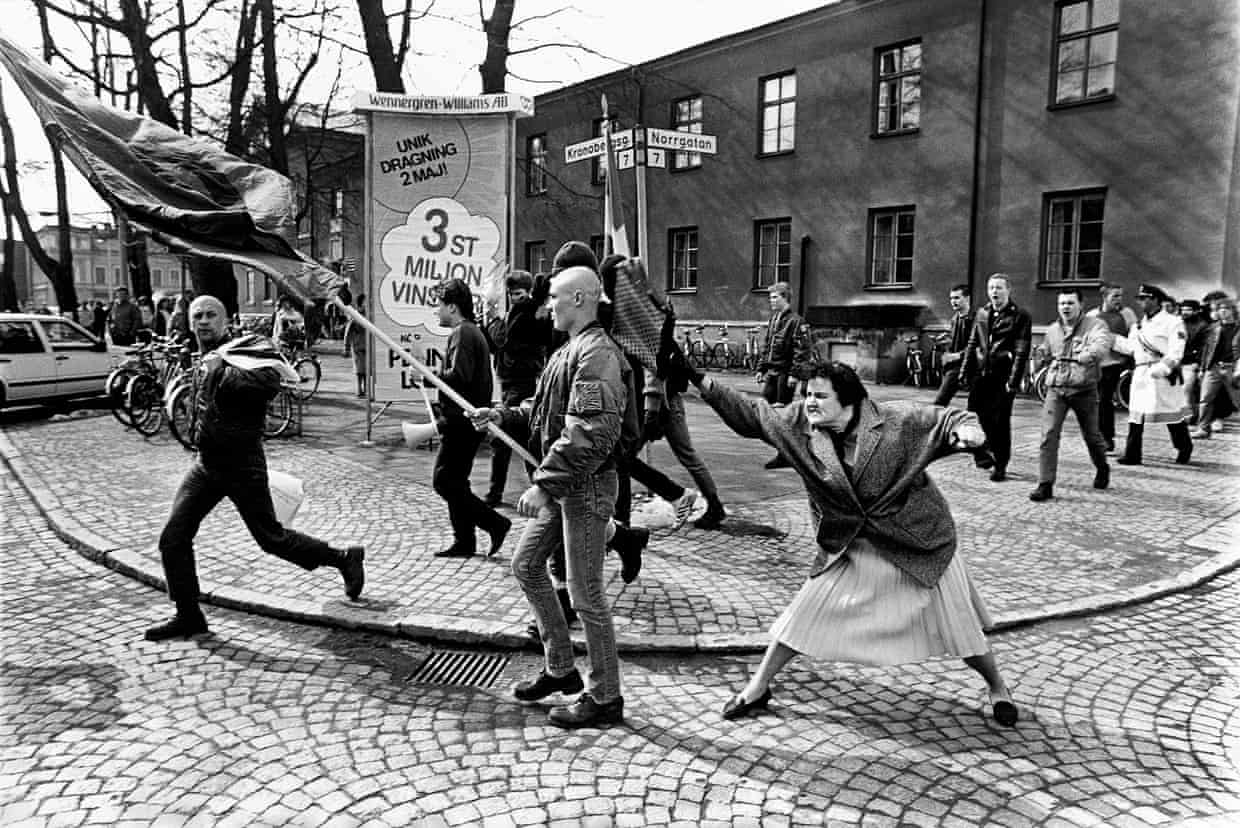 Växjö, Sweden · 1985 — Confronting a neo-Nazi rally
