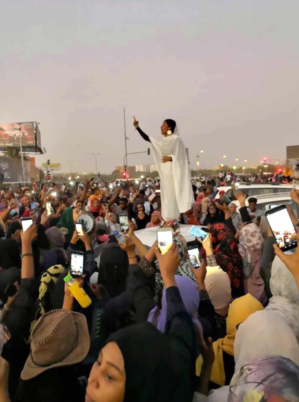 Khartoum, Sudan · 2019 — Alaa Salah addresses protesters